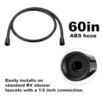 RV Shower Faucet with Shower Head and Hose - Non-Metallic RV Shower Kit, On/Off Valve & Diverter, Handheld Shower Replacement for RV, 5th Wheels, Motorhomes, Travel Trailers, Campers (Black) - color: Black