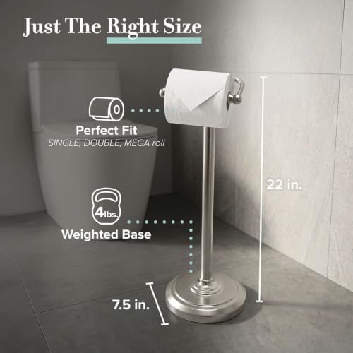 Gatco 1436SN Pedestal Toilet Paper Holder, Satin Nickel - color: Satin Nickel