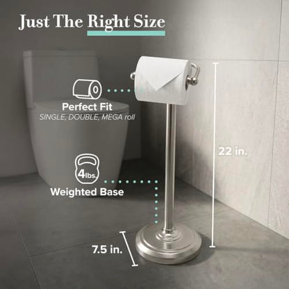 Gatco 1436SN Pedestal Toilet Paper Holder, Satin Nickel - color: Satin Nickel
