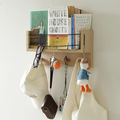 Entrance Coat Rack ，Coat Hooks, Wall-Mounted Wooden Hook Rack, Wall-Mounted Shelves are Very Suitable (Oak Color Finish-B-1) - style: Oak color finish-B-1