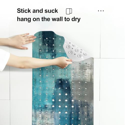 LNOND Turquoise Bathtub Mat Non Slip, 40 X 16 Inch Tub Mat for Bathroom, Abstract Art Bath Tub Shower Mat with Drain Holes and Suction Cups - color: Orange