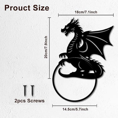 MAYJOYDIY Dragon Pattern Towel Ring Metal Hand Towel Holder Flying Dragon Side Towel Ring Wall Mounted Animal Hand Towel Holder Metal Round Towel Rack for Bathroom Home Hanging Accessories - color: Dragon Pattern