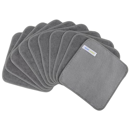 Dish Cloth for Washing Dishes Kitchen Washcloth Cleaning Cloth | 7.87x7.87inch 10pack Kitchen Towels Rags, Microfiber Cleaning Cloths, Wash Cloths with Poly Scour Side, Wholesale, Grey - color: Grey, size: 7.87inchx7.87inch 10pack