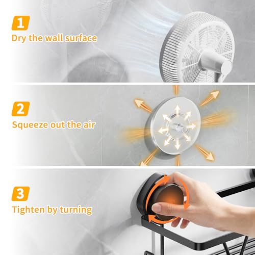 ZUNTO Suction Cup Shower Caddy - 3pcs Reusable Shower Shelf Organizers with Soap Holder and Hooks - No Drilling Bathroom Shelves for Shampoo
