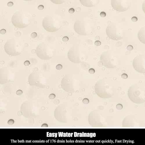 Bathtub and Shower Mats, Extra Long Non-Slip Bath Mat 39 x 16 Inch, Machine Washable Bath Tub Mat with Suction Cups & Drain Holes for Bathroom, Beige - color: Beige, size: 40" x 16" (Rectangular)