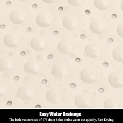 Bathtub and Shower Mats, Extra Long Non-Slip Bath Mat 39 x 16 Inch, Machine Washable Bath Tub Mat with Suction Cups & Drain Holes for Bathroom, Beige - color: Beige, size: 40" x 16" (Rectangular)
