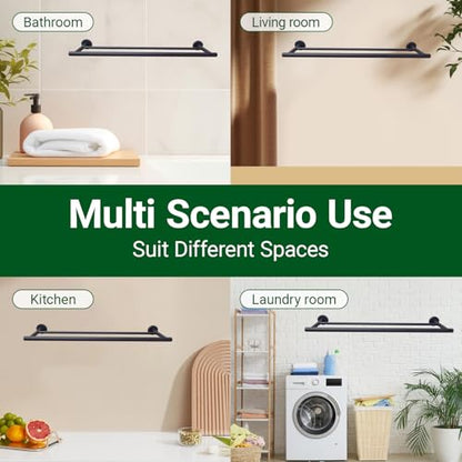 Miyili 30-Inch Bathroom Double Towel Rack, Matte Black | for Kitchen, Hand Towel Holder, Towel Bar, Wall Mounted, Rustproof & Durable - color: Matte Black, size: 30-Inch