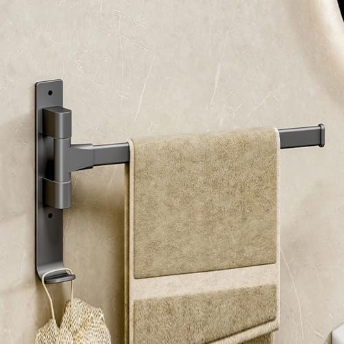 180° Swivel Towel Rack, Thicken 1-4 Arm Towel Bar, No Drill Towel Rack, Space Saving Wall Mounted Towel Holder with Hook, Swing Out Towel Hanger for Bathroom Kitchen Use (1 Arm) - color: 1 Arm