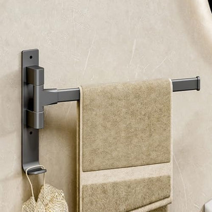 180° Swivel Towel Rack, Thicken 1-4 Arm Towel Bar, No Drill Towel Rack, Space Saving Wall Mounted Towel Holder with Hook, Swing Out Towel Hanger for Bathroom Kitchen Use (1 Arm) - color: 1 Arm
