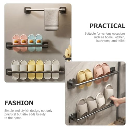 ULTECHNOVO Punch-Free Adhesive Towel Bar Holder 40Cm Gray Heavy Duty Wall-Mounted Towel Rail for Bathroom Kitchen and Laundry Room Storage