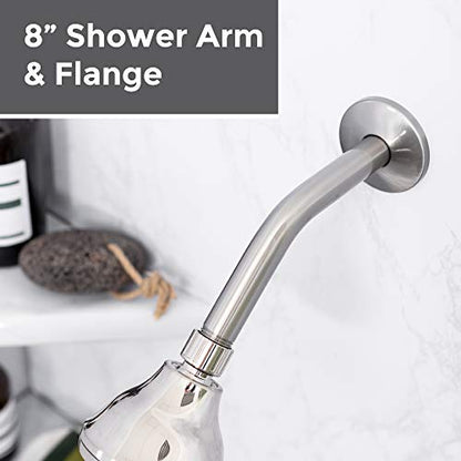LDR 8 Inch Shower Arm and Flange, Stainless Steel Construction, Shower Head Extension Extender Pipe Arm, Brushed Nickel Finish