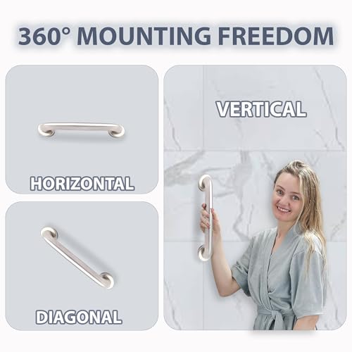 Grab Bar for Bathtub Shower - 1.5" Dia. / Stairs Bed Toilet Bathroom / Stand Assist & Safety Handrail / 304 Stainless Steel / Smooth Grip / 12" - color: Stainless Steel, size: 12 in. Smooth Grip
