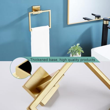 KOKOSIRI Hand Towel Ring Shower Towel Hanger Holder Bath Towel Holder Bathroom Lavatory Stainless Steel Wall Mount, Brushed Gold, B3004BG - color: Brushed Gold, size: 1 Pack