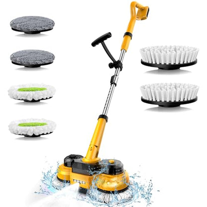 Cordless Electric Mop for Dewalt 20V Battery (NO Battery), 2 in 1 Spin Mop & Electric Floor Scrubber Machine with LED Light & Water Spray, 800 RPM Rotating Electric Mops for Floor