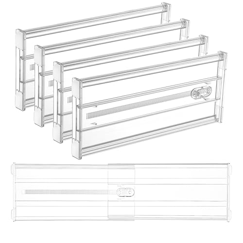 Vtopmart 6" Tall Upgrade Drawer Dividers, 12.8"-22.3" Expandable, 4 Pack | Deep Drawer Organizer, Big Drawer Separator, Clear plastic Adjustable Storage Divider for Dresser, Baby Supplies, Kitchenware - size: Tall-6" without Inserts