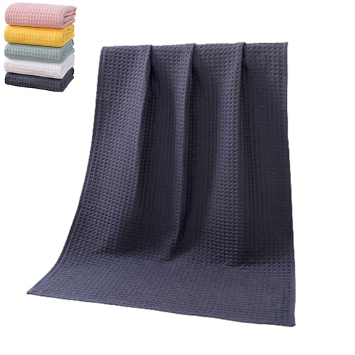 Super Absorbent Breathable Waffle Bath Towel, Soft & Absorbent Quick-Dry Bath Towels, Cotton Pure Colour Towels Ultra Soft (Grey,70x140cm) - color: Gray