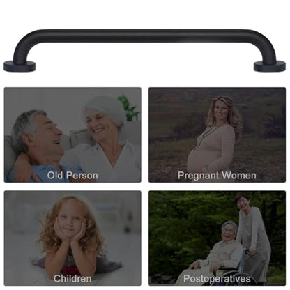 supregear Grab Bars for Wall, Bathroom Shower Handle for Seniors, 1 Inch Diameter 201 Stainless Steel Safety Hand Rail, Wall Mounted Toilet Bathtub Support, Black Finish, 24 Inch - size: 20 Inch