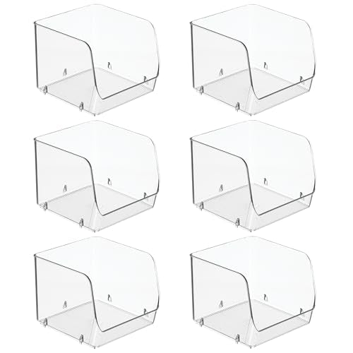 iDesign Stackable Open-Front Storage Bins, Set of 6, Clear | Kitchen and Pantry Organization - style: Pack of 6