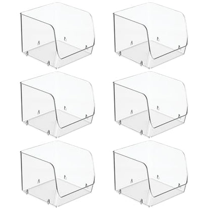 iDesign Stackable Open-Front Storage Bins, Set of 6, Clear | Kitchen and Pantry Organization - style: Pack of 6