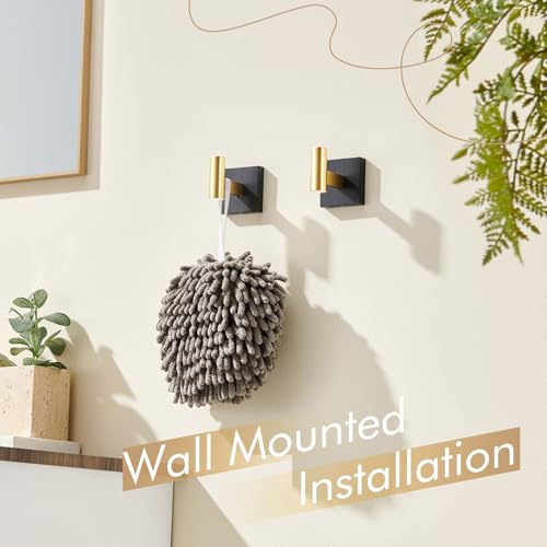 KOKOSIRI Robe Hooks for Bathrooms Towel Hook Wall Mounted Coat Hooks, Bathroom Hardware 2 Pack Black with Gold Stainless Steel B1013GDK-P2 - color: Black Gold, size: 2 Pack
