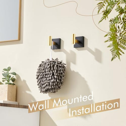 KOKOSIRI Robe Hooks for Bathrooms Towel Hook Wall Mounted Coat Hooks, Bathroom Hardware 2 Pack Black with Gold Stainless Steel B1013GDK-P2 - color: Black Gold, size: 2 Pack