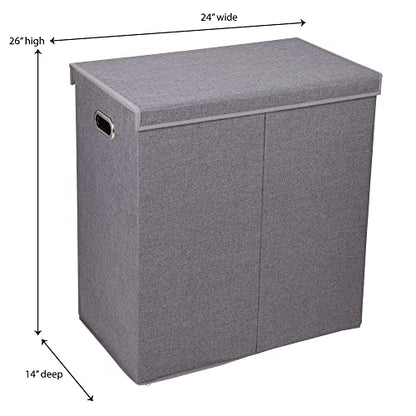 Household Essentials Collapsible Laundry Sorter with Lid, Gray - color: Grey, style: Double