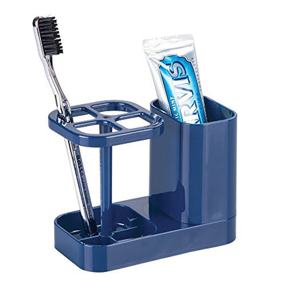 iDesign Toothbrush Holder with Storage Cup, Bathroom Sink Organizer for Toothpaste and Electric Toothbrushes, Blue - color: Navy