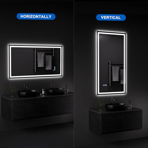 QAOYEDE 24"x45" LED Bathroom Mirrors for Wall, Bathroom Mirror with Lights - size: 45''x24''