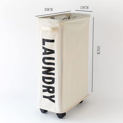 Pilipane 21 7in Slim Rolling Laundry Baskets Slim Laundry Hamper, Laundry Hamper with Wheels Narrow Rolling Laundry Basket, Portable Skinny Hamper lunch box Storage Bins(White)