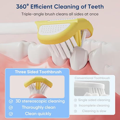EASICUTI Soft Toddler Toothbrushes, Efficient 3 Sided Toothbrush, Baby Toothbrush 12 Months and up, Infant Tooth brush, Toddler Training Tooth brush for Ages 1-8 Years, Cleans All Sides-8 Pack, Patent - size: 1 Count (Pack of 8)