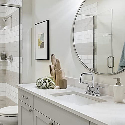 WOWOW Chrome 4 Inch Bathroom Sink Faucet Centerset Lift Rod Drain Stopper 2 Handle Lavatory Commercial Contemporary Faucet High Arc Brass Faucets for Bathroom - color: Chrome, style: Centerset - 4 Inch