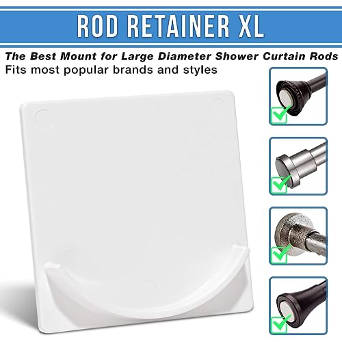 XL Adhesive Shower Rod Holder | Heavy Duty Tension Rod Holder | Heat Resistant, Waterproof, Shower Curtain Rod Holders No Drilling | Tension Rod Support | White | 2 Pack | Rod Not Included | - color: White, size: XL