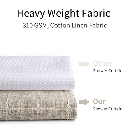 Boho Farmhouse Classic Plaid Linen Tassel Shower Curtain Grey,36x72 | Small Stall Half Size,310GSM Linen Blend Heavy Duty Cloth,3-side Tassels,Wrinkle Resistant,Chic Farmhouse Country,12 Hooks - color: Tan Brown, size: 36"W x 72"L (Pack of 1)