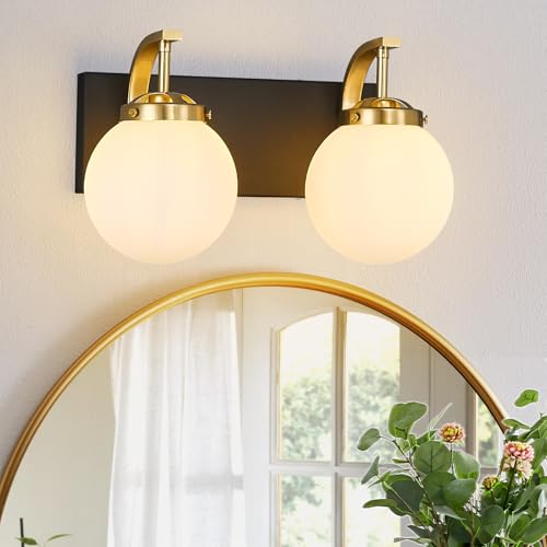 Bathroom Vanity Light Fixtures Over Mirror Modern Sand Black Gold 2 Lights Wall Sconce Vanity Light for Bathroom Lighting - color: Sand Black Gold, size: L Size Shade-2 Lights