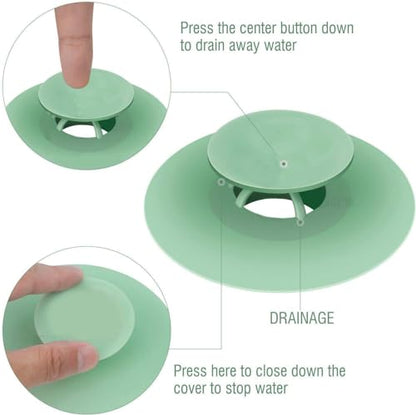 Bathtub Drain Stopper, 5 Pack Silicone Tub Stopper & Hair Catcher | Shower drain cover strainer, easy install & clean, protects bathroom and kitchen drains from hair and debris