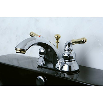Kingston Brass KB2624 Naples 4-Inch Centerset Lavatory Faucet, Polished Chrome and Polished Brass - color: Polished Chrome/Polished Brass