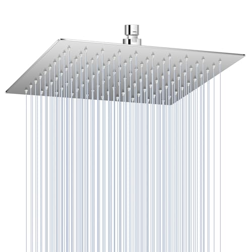 10 Inch Rain Shower Head Chrome - Square Rainfall Shower head All Metal Stainless Steel 304, Ultra Thin Design, Full Body Coverage Bath Shower - color: A-Chrome Polished, size: 10 Inch Square