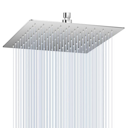 10 Inch Rain Shower Head Chrome - Square Rainfall Shower head All Metal Stainless Steel 304, Ultra Thin Design, Full Body Coverage Bath Shower - color: A-Chrome Polished, size: 10 Inch Square