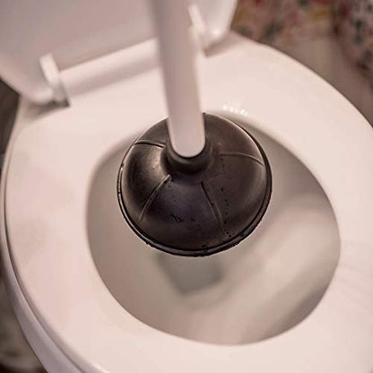 Plumb Craft Toilet and Drain Plunger with Holder Combo, Black/White