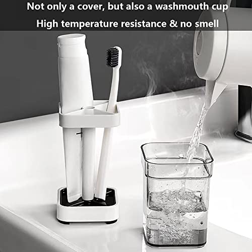 1 Pack Toothbrush Holder Stand with Cover/Cup, 3 Slots Toothbrush Holders for Bathrooms, Compatible with Toothpaste, Conventional Toothbrushes Storage, Razor Comb Multifunctional Storage