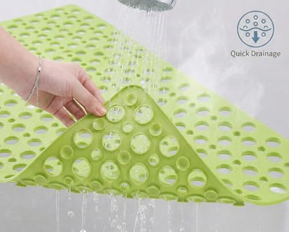 Nonslip Bathtub Mat Extra Soft TPE Bath Mat for Kids, Machine Washable Bathroom Shower Mat, Smooth/Non-Textured Tubs Only, 30L x 17W Inch (Green) - color: Green, size: 30" x 17" (Rectangular)