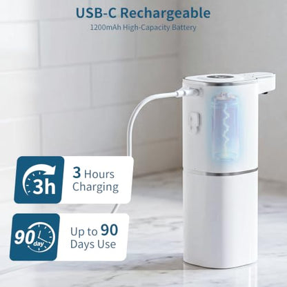 2 Pack Automatic Foaming Soap Dispenser Touchless, Digital Display, 14.2oz | 4-Level Adjustable, USB-C Rechargeable, IPX5 Waterproof, Wall Mount Soap Dispenser for Bathroom Kitchen Dish and Hand Soap