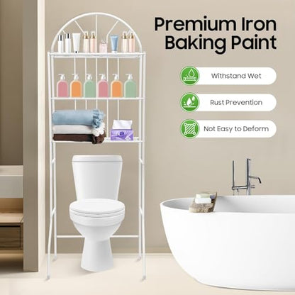 Over-The-Toilet Storage Rack,3-Tier Bathroom Shelving Unit, 24.8x13.39x69.69in Iron/Plastic Construction 55.11lbs Capacity for Bathroom Toilet Balcony Entryway Shower Gel Towel Storage