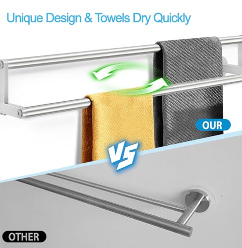 Double Towel Racks for Bathroom, 32 inch Double Towel Bar, Bathroom Towel Rack Wall Mounted, Double Towel Rod Stainless Steel Bathroom Towel Holder(Brushed Nickel) - size: 32 Inch