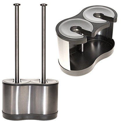 ToiletTree Products Modern Deluxe Freestanding Toilet Brush and Plunger Combo (Stainless Steel, Brush and Plunger Combo Set 4.5” x 9.75” x 18.5")