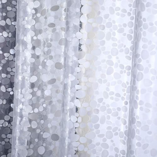 Shower Curtain Liner 75 inch Long, Waterproof Plastic Heavy Duty Shower Curtain with 3 Weighted Magnets, Pebble Pattern No Chemical Smell Shower Stall Curtain Liner, 72W x 75 L Inches - color: Clear Pebble 8g, size: 72"W x 75"L (Pack of 1)