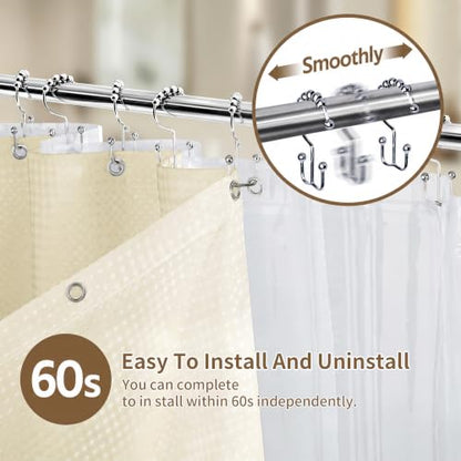 Siiluminisoy Shower Curtain and Liner Set, Waffle Shower Curtain Set with 12 Stainless Steel Hooks, Waterproof Luxury Fabric Shower Curtains for Bathroom and Hotel, Cream, 72" W x 84" H - color: Cream, size: 72"W x 84"L (Pack of 1)