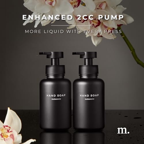 MaisoNovo Glass Foaming Soap Dispenser 14 Oz | Glass Bottles Pumps x 2 Black - color: Black Bottles/Black Plastic Pumps