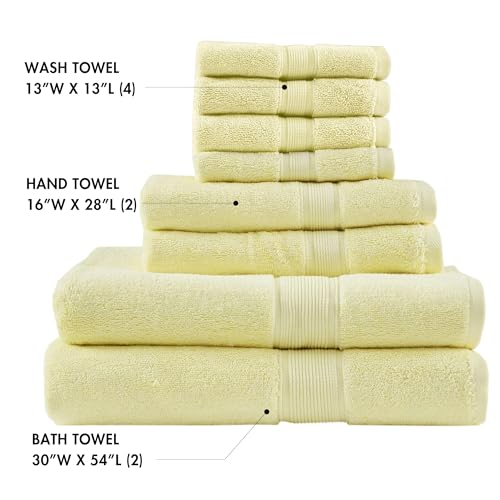 Madison Park 800GSM 100% Cotton Bathroom Bath Towel Set of 8, Yellow | Long Staple, Highly Absorbent, Durable Hotel Spa Quality, Quick Dry, Double Stitched Hems, Lint Reducing, OEKO-TEX Certified - color: Yellow, size: Multi-Sizes