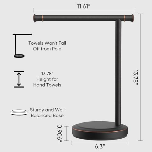 Hoimpro Hand Towel Holder Stand Bathroom Towel Bar Rack Countertop Bronze | Free Standing Towel Hanger Ring for Bathroom Kitchen Vanity Counter,13 Inch, Stainless Steel, Bath Accessories , Oil Rubber - color: Oil Rubbed Bronze